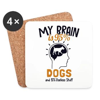 My Brain is 95% Dogs Wauwau Rüde Vierbeiner Hund - Untersetzer (4er-Set) - Weiß - Vorne