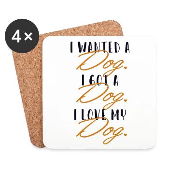 I love my Dog Four-legged Wauwau male - Coasters (set of 4) - white - Front