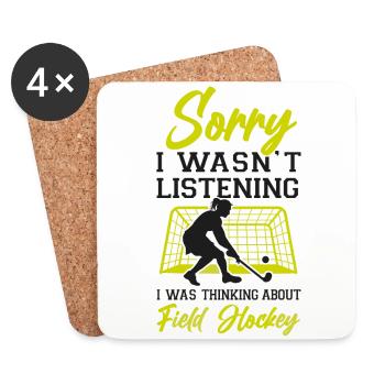 Field Hockey Sorry I Wasn't - Coasters (set of 4) - white - Front