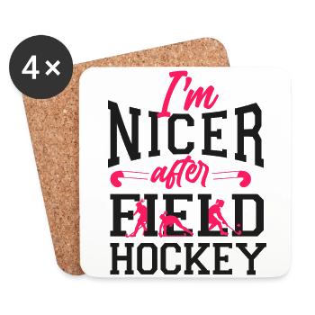 Field Hockey I'm Nicer After Field - Untersetzer (4er-Set) - Weiß - Vorne