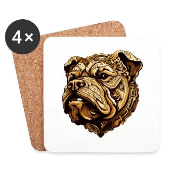 Bulldog Dog Head Animal - Coasters (set of 4) - white - Front