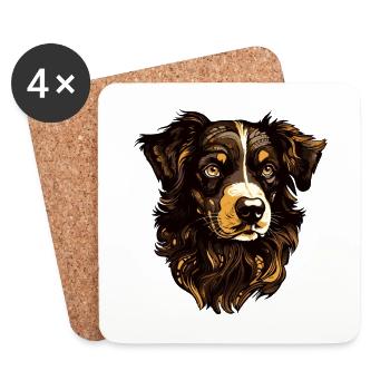 Border Collie chien tête Animal - Dessous de verre (lot de 4) - blanc - Devant
