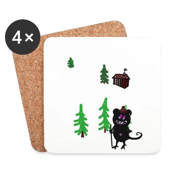 Hiver Montagne Forêt Troll Randonnée Chalet D’hiver - Dessous de verre (lot de 4) - blanc - Devant