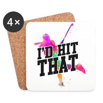 Field Hockey Watercolor I'd Hit - Coasters (set of 4) - white - Front