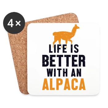 Life is Better with an Alpaca Lama Huacaya Pako - Coasters (set of 4) - white - Front