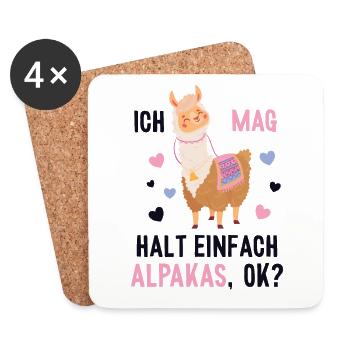 Ich mag einfach Alpakas Pako Lama Huacaya Alpaca - Untersetzer (4er-Set) - Weiß - Vorne