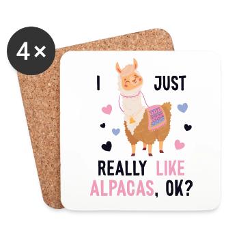 I just really like Alpacas Huacaya Pako Lama - Coasters (set of 4) - white - Front