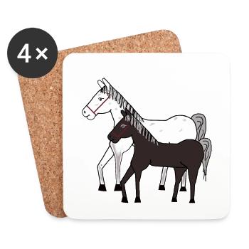Horses, Horse, Pony, Horse Fool, Children, Pony Farm, Riding - Coasters (set of 4) - white - Front