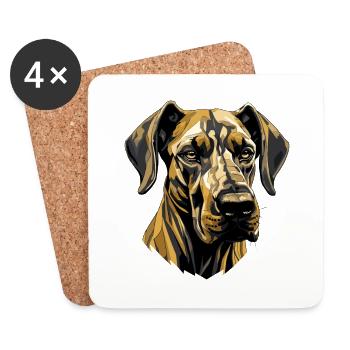 Great Dane Hund Kopf - Untersetzer (4er-Set) - Weiß - Vorne