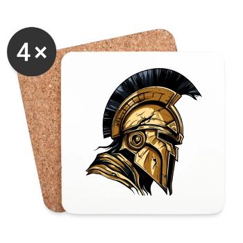 Casque Spartan Gladiator Sparta Warrior - Dessous de verre (lot de 4) - blanc - Devant