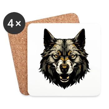 Akita Dog Head - Coasters (set of 4) - white - Front