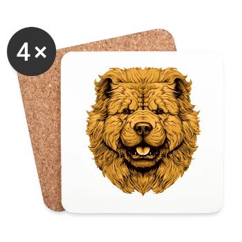 Chow Chow Hund Kopf - Untersetzer (4er-Set) - Weiß - Vorne