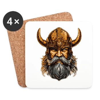 Wikinger Kopf Krieger Odin Valhalla - Untersetzer (4er-Set) - Weiß - Vorne