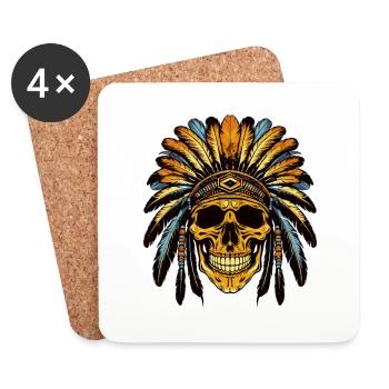 Chief Skull Apache Indian - Coasters (set of 4) - white - Front