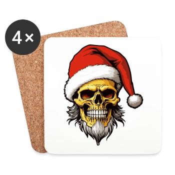 Santa Claus Skull Christmas - Coasters (set of 4) - white - Front