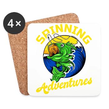 Fishing, Angler, Fisherman Fishing and Pike Fishing - Coasters (set of 4) - white - Front