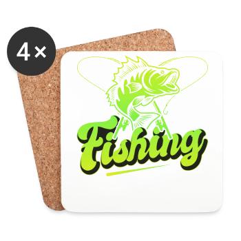 Fishing, Angler, Fisherman Fishing and Pike Fishing - Coasters (set of 4) - white - Front