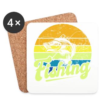 Angel, Angler, Fischer Fischen und Hecht Angeln - Untersetzer (4er-Set) - Weiß - Vorne