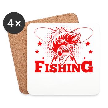 Angel, Angler, Fischer Fischen und Hecht Angeln - Untersetzer (4er-Set) - Weiß - Vorne
