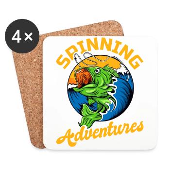 Fishing, Angler, Fisherman Fishing and Pike Fishing - Coasters (set of 4) - white - Front