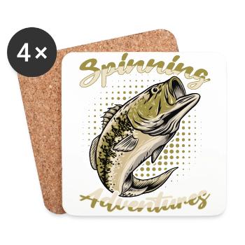 Fishing, Angler, Fisherman Fishing and Pike Fishing - Coasters (set of 4) - white - Front