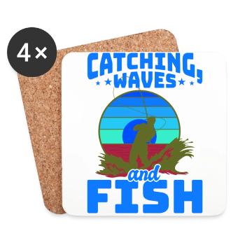Fishing, Angler, Fisherman Fishing and Pike Fishing - Coasters (set of 4) - white - Front