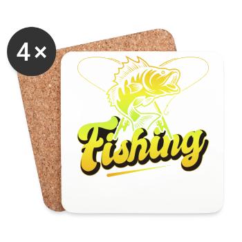 Angel, Angler, Fischer Fischen und Hecht Angeln - Untersetzer (4er-Set) - Weiß - Vorne