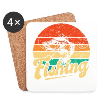 Fishing, Angler, Fisherman Fishing and Pike Fishing - Coasters (set of 4) - white - Front