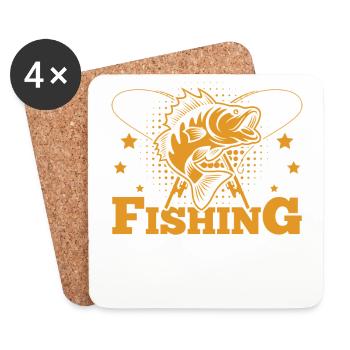 Fishing, Angler, Fisherman Fishing and Pike Fishing - Coasters (set of 4) - white - Front