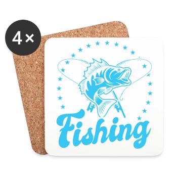 Angel, Angler, Fischer Fischen und Hecht Angeln - Untersetzer (4er-Set) - Weiß - Vorne