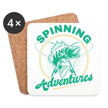 Fishing, Angler, Fisherman Fishing and Pike Fishing - Coasters (set of 4) - white - Front