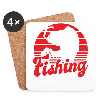 Fishing, Angler, Fisherman Fishing and Pike Fishing - Coasters (set of 4) - white - Front
