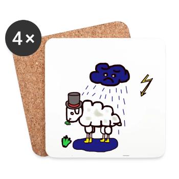 Schlecht Wetter Schaf Regenwolke Regen Hammel - Untersetzer (4er-Set) - Weiß - Vorne