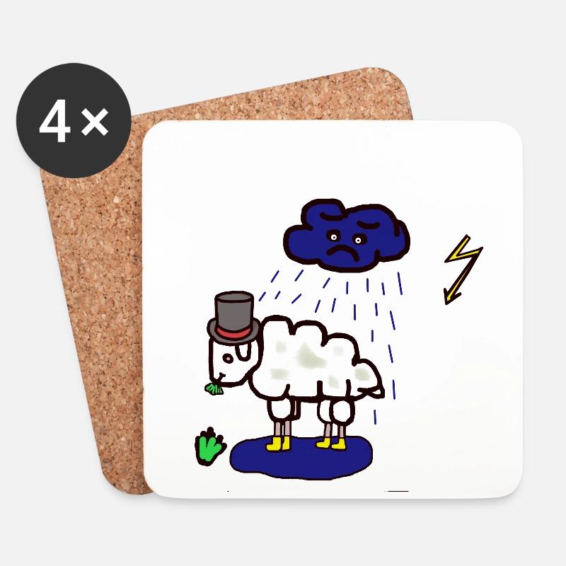 Schlecht Wetter Schaf Regenwolke Regen Hammel - Untersetzer (4er-Set) - Weiß