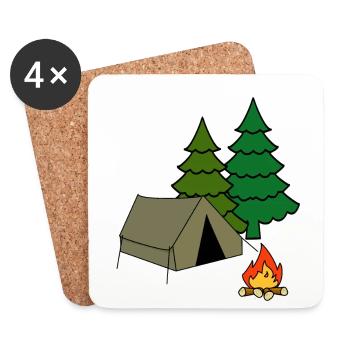 Tent, Camping, Camp, Camping, Vacation, Outdoor, Adventure - Coasters (set of 4) - white - Front