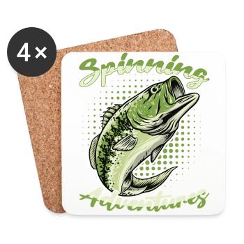Angel, Angler, Fischer Fischen und Hecht Angeln - Untersetzer (4er-Set) - Weiß - Vorne