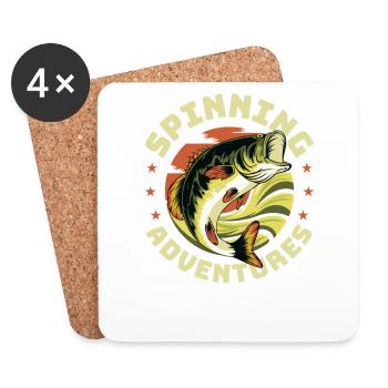 Fishing, Angler, Fisherman Fishing and Pike Fishing - Coasters (set of 4) - white - Front