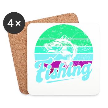 Fishing, Angler, Fisherman Fishing and Pike Fishing - Coasters (set of 4) - white - Front