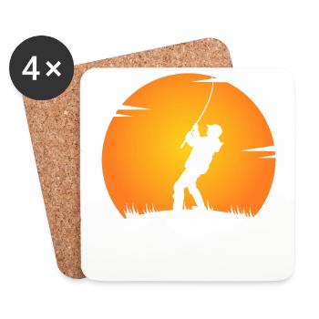 Fishing, Angler, Fisherman Fishing and Pike Fishing - Coasters (set of 4) - white - Front
