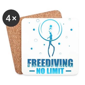 Diving, Freediving, Apnea No Limit Freediving - Coasters (set of 4) - white - Front