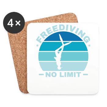 Diving, Freediving, Apnea No Limit Freediving - Coasters (set of 4) - white - Front