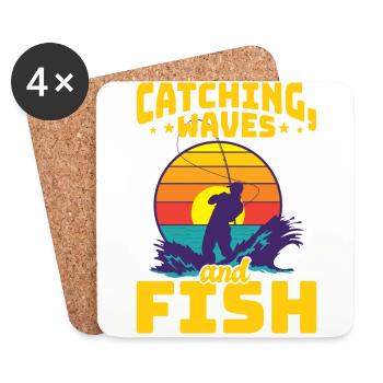 Angel, Angler, Fischer Fischen und Hecht Angeln - Untersetzer (4er-Set) - Weiß - Vorne