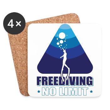 Tauchen, Apnoetauchen, Apnoe No Limit Freediving - Untersetzer (4er-Set) - Weiß - Vorne