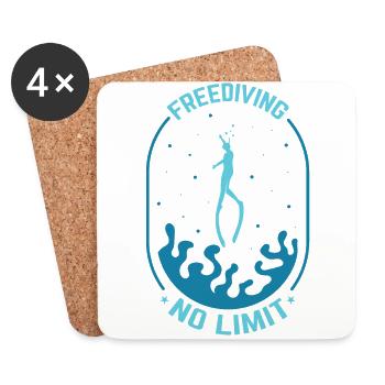 Diving, Freediving, Apnea No Limit Freediving - Coasters (set of 4) - white - Front
