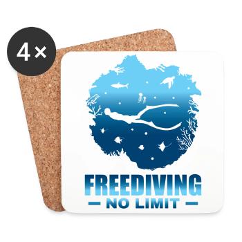 Diving, Freediving, Apnea No Limit Freediving - Coasters (set of 4) - white - Front