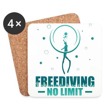 Diving, Freediving, Apnea No Limit Freediving - Coasters (set of 4) - white - Front