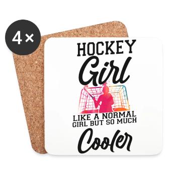 Hockey Sur Gazon Hockey Fille Comme Un - Dessous de verre (lot de 4) - blanc - Devant