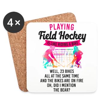 Field Hockey Playing Field Hockey - Untersetzer (4er-Set) - Weiß - Vorne