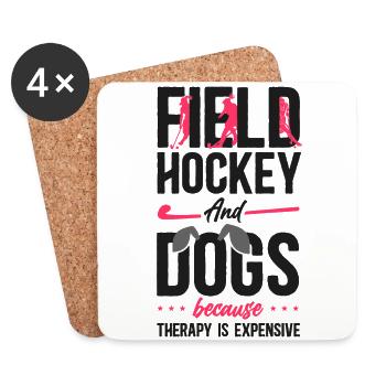 Field Hockey Dog Field Hockey And - Untersetzer (4er-Set) - Weiß - Vorne