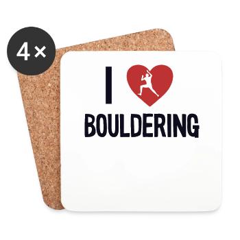 I love Bouldering Klettern Sportklettern Kraxler - Untersetzer (4er-Set) - Weiß - Vorne